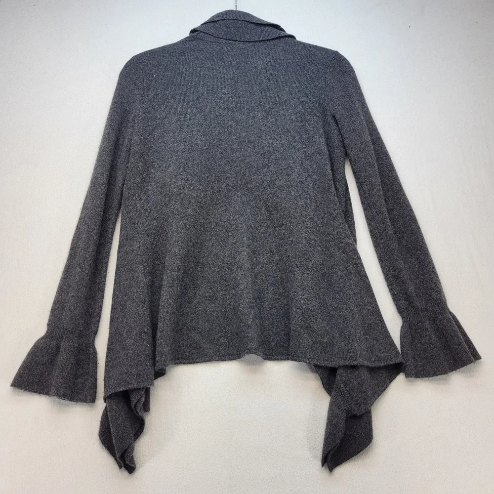 Marisa Christina Cardigan Womens XS Gray Cashmere Shawl‎ Collar Bell Sleeve Open